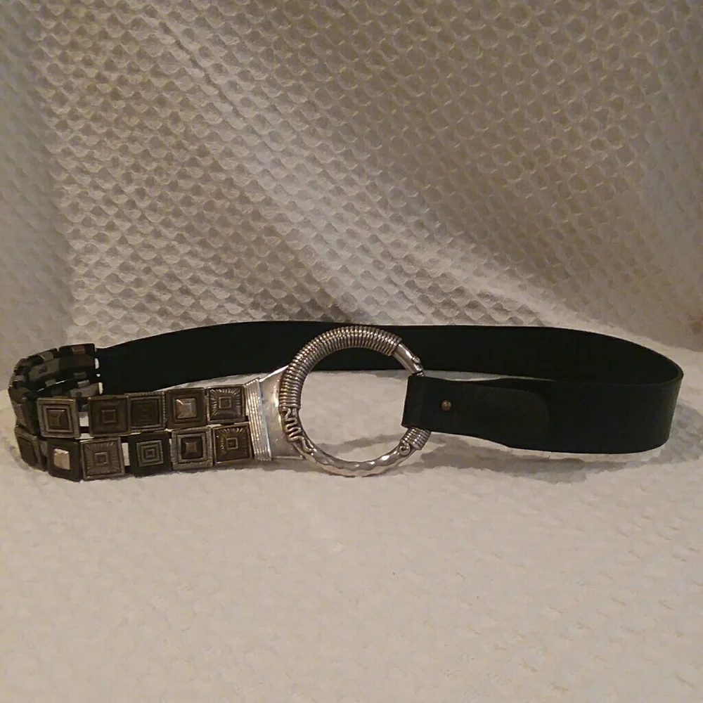 Chico's Wide Leather And Metal Belt